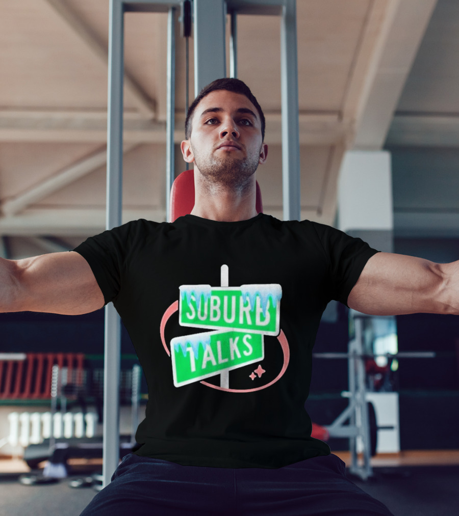 Suburb Talks Snowy Street Signs Christmas T-Shirt