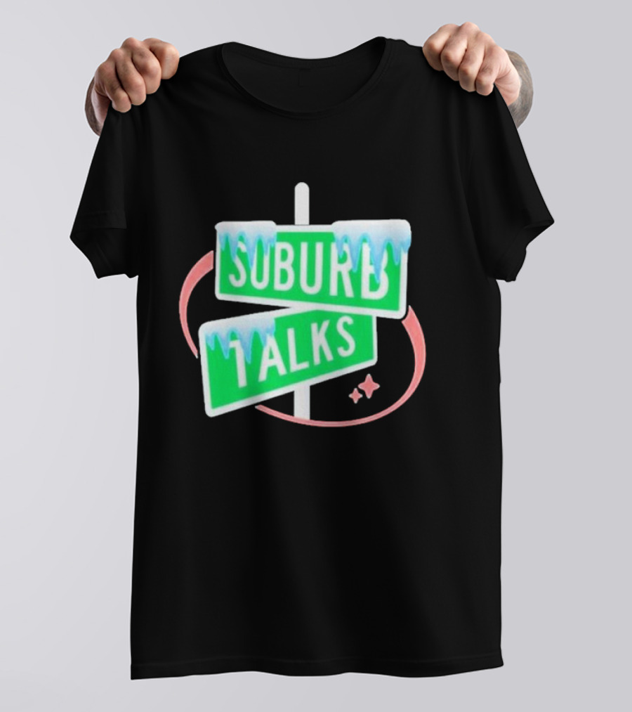 Suburb Talks Snowy Street Signs Christmas T-Shirt