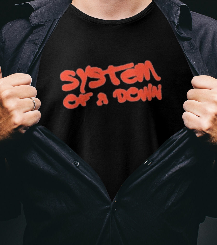 System Of A Down Puff Script Vintage Style Graphic T-Shirt
