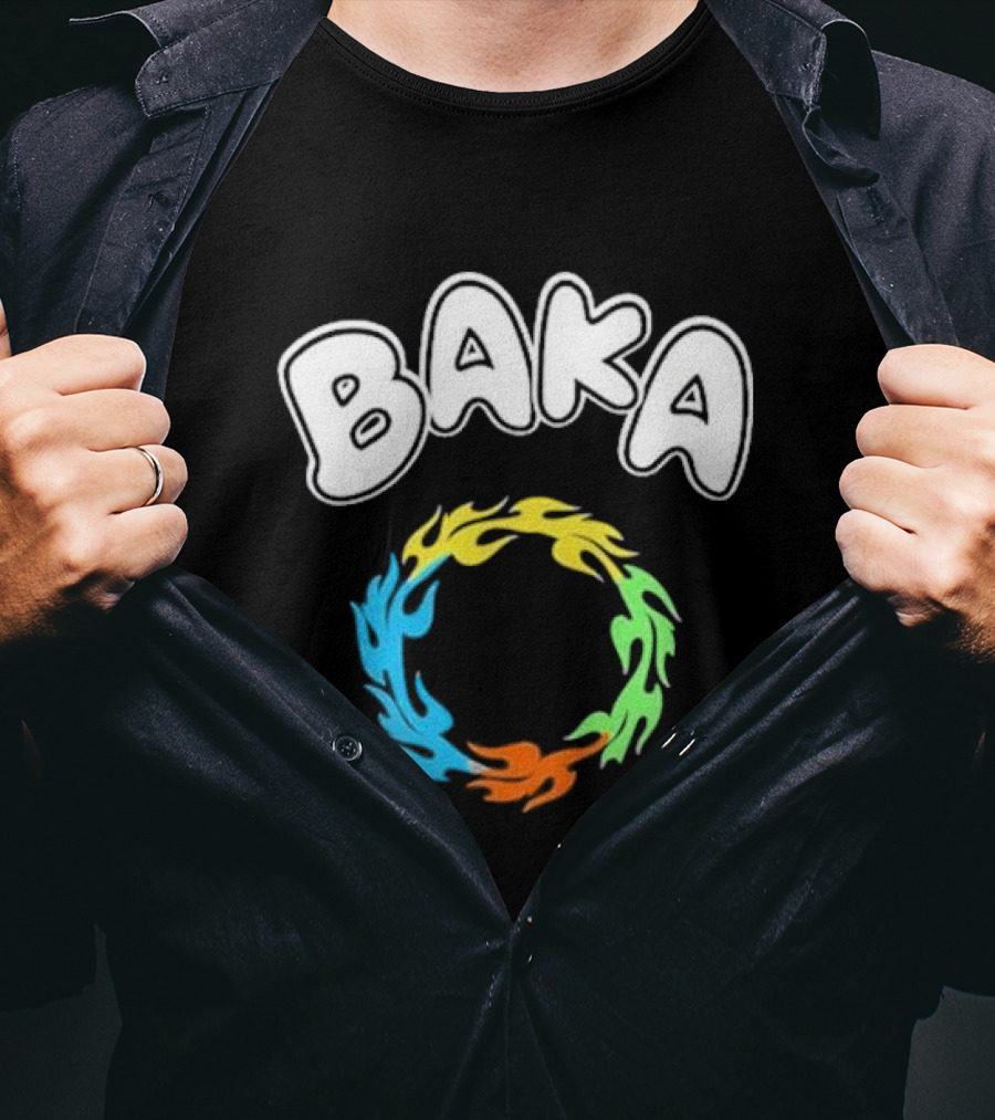 BAKA Colorful Flame Ring Burst T-Shirt
