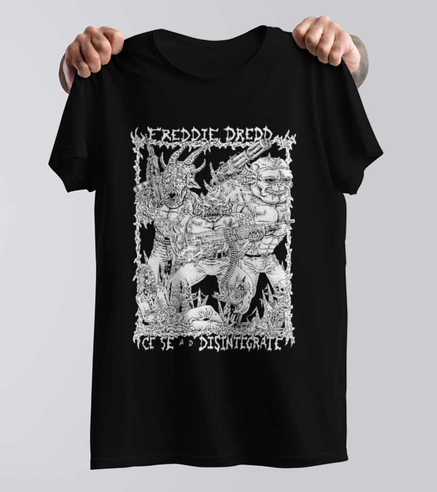 Freddie Dredd Cease And Disintegrate Demon Soldiers Combat Scene T-Shirt