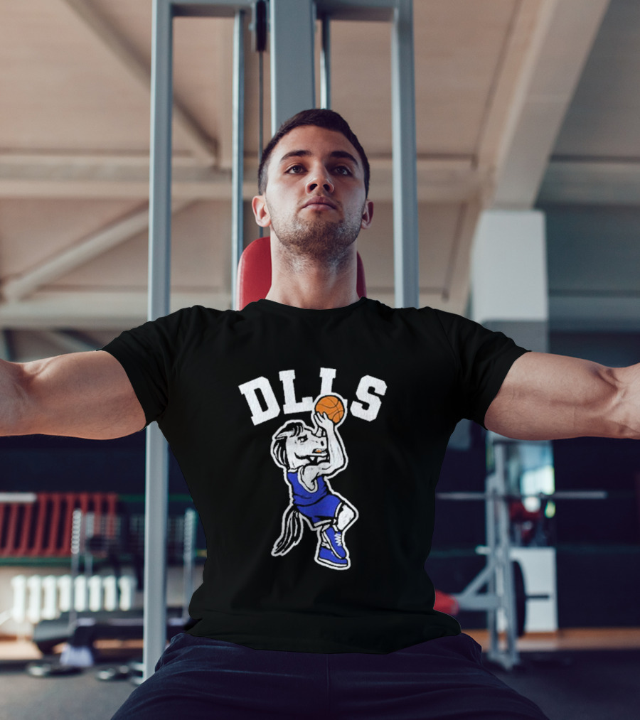 DLLS Basketball Horse Player In Blue Jersey T-Shirt
