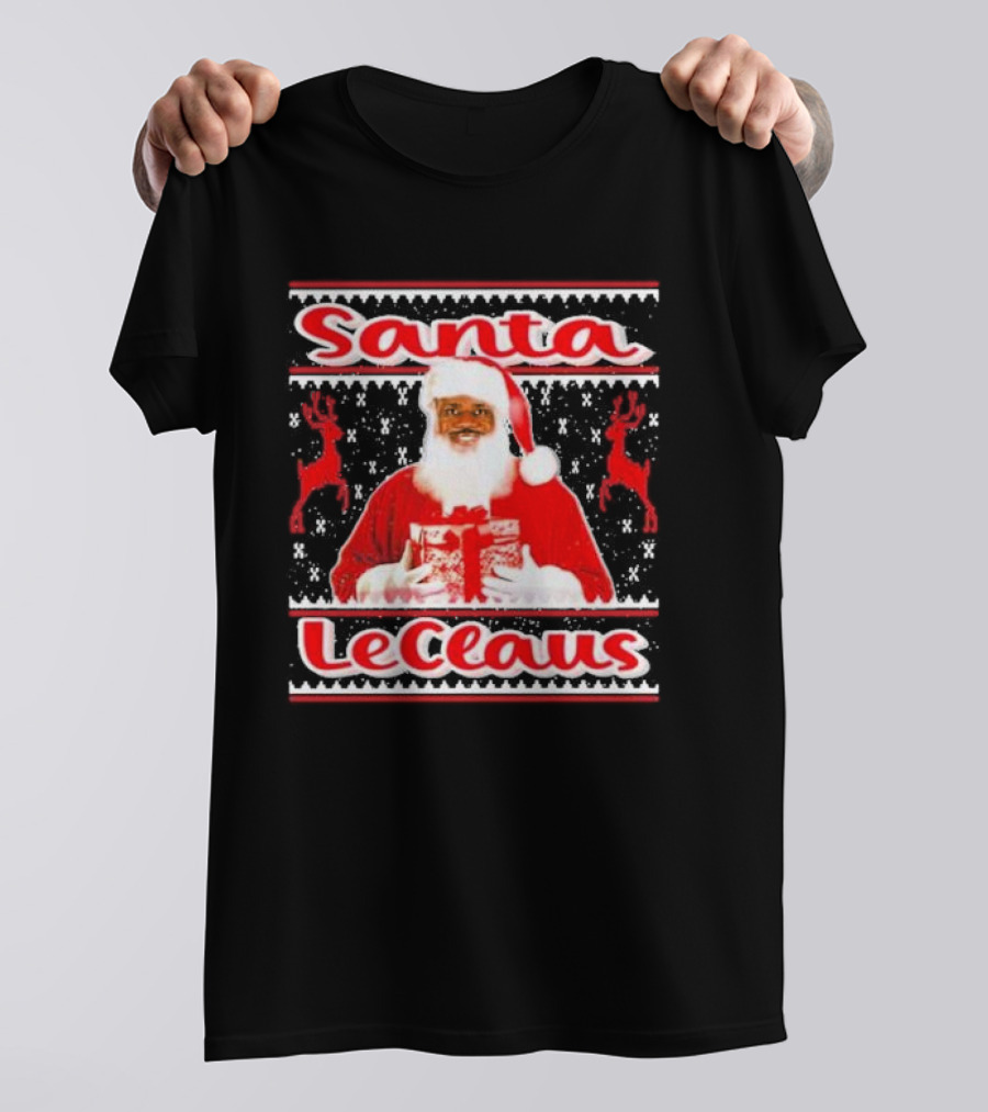 Lebron James Santa LeClaus Ugly Christmas Sweater Festive Holiday Reindeer T-Shirt