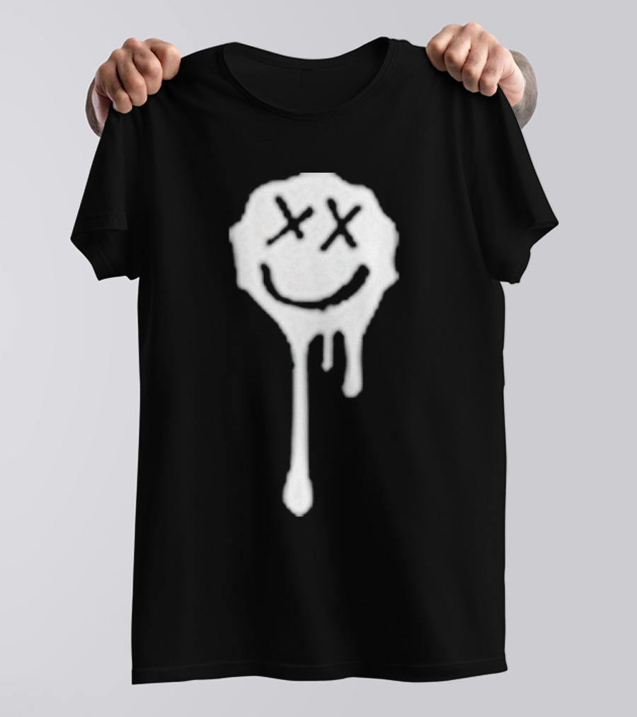 Olive Drip Smiley Face With Nirvana T-Shirt