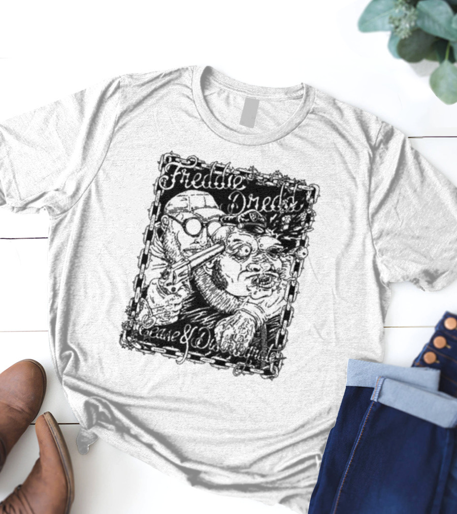 Freddie Dredd Cease And Disintegrate Chain Border Gun T-Shirt