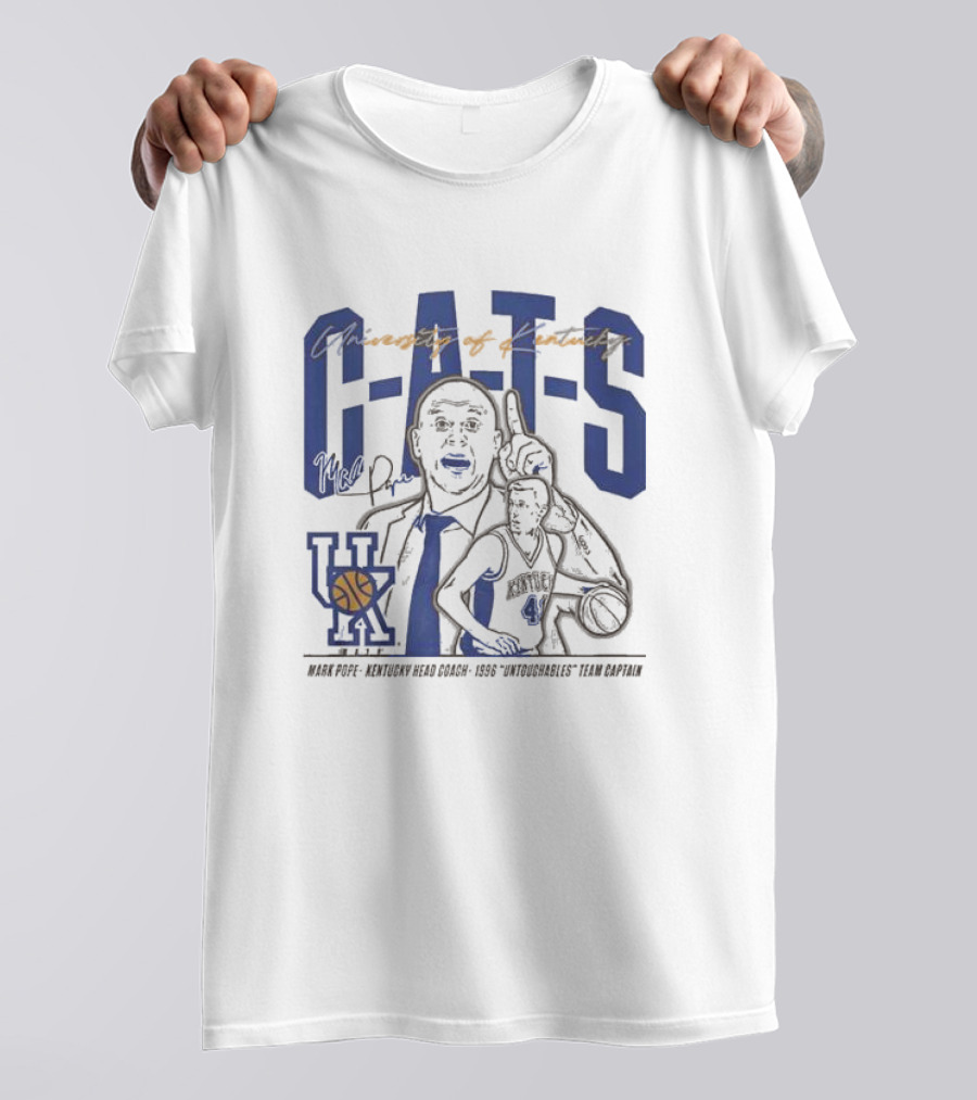 University Of Kentucky Wildcats Basketball Mark Pope Head Coach 1996 Untouchables Team Captain CATS T-Shirt