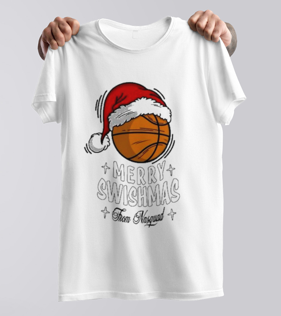 Merry Swishmas From Nnsquad Basketball Santa Hat T-Shirt