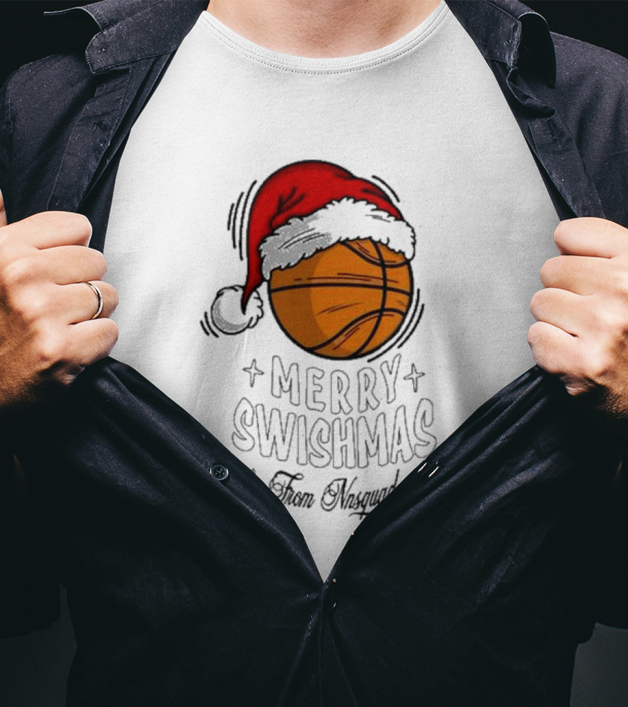 Merry Swishmas From Nnsquad Basketball Santa Hat T-Shirt