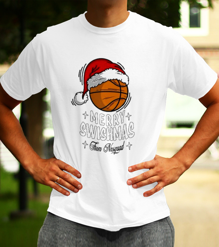 Merry Swishmas From Nnsquad Basketball Santa Hat T-Shirt