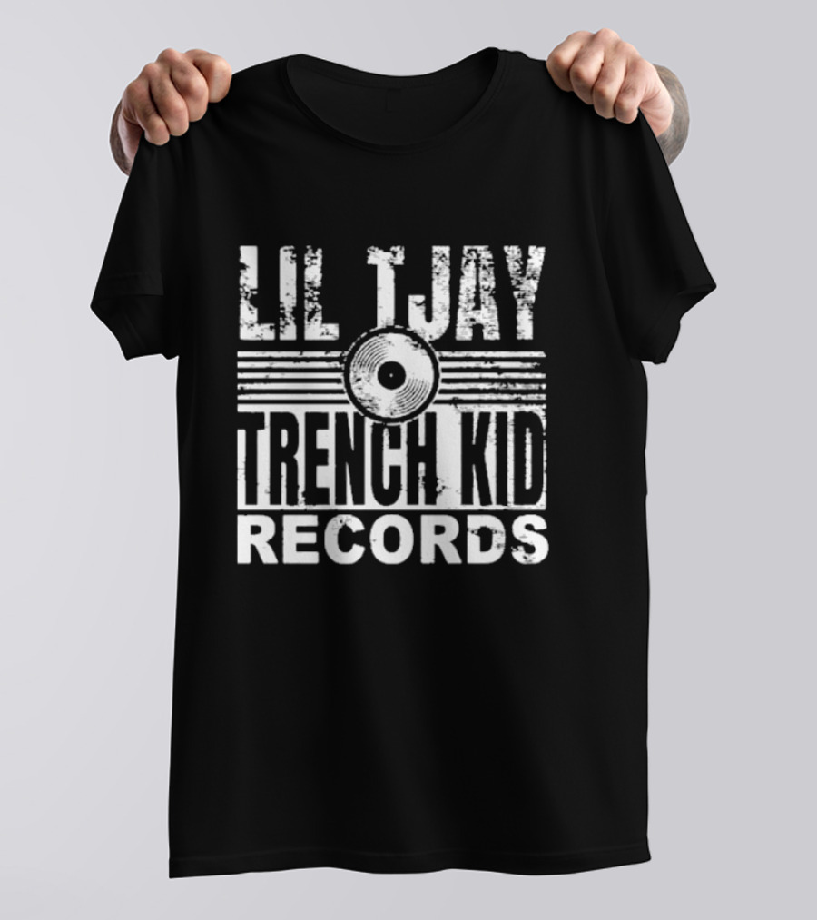 Lil Tjay Trench Kid Records Vintage Vinyl T-Shirt