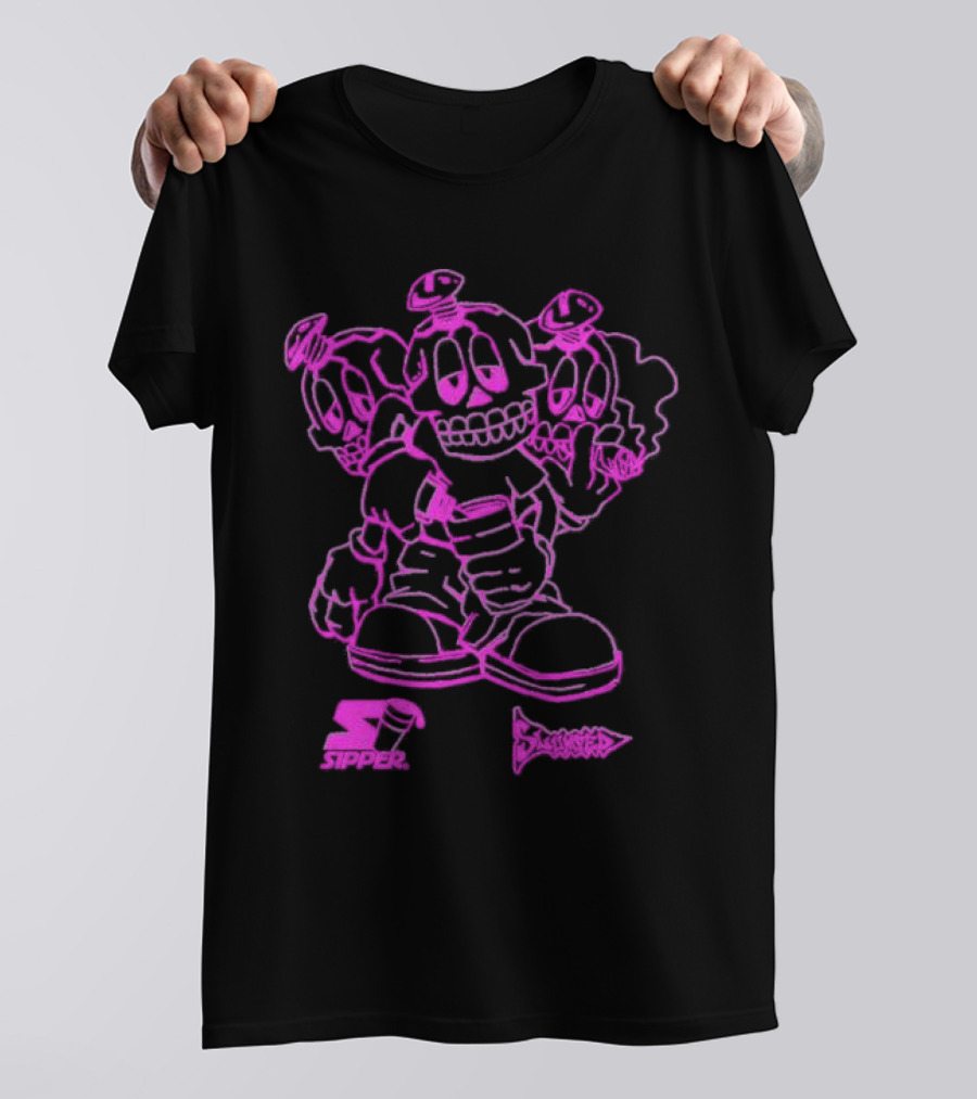 Sipper Slumped Trio Purple Black Outline T-Shirt