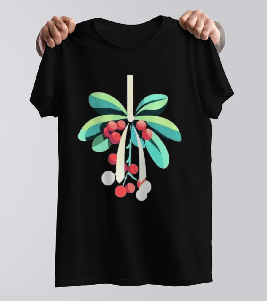 Mistletoe Nimbus Christmas Holiday Festive Greenery Berries T-Shirt
