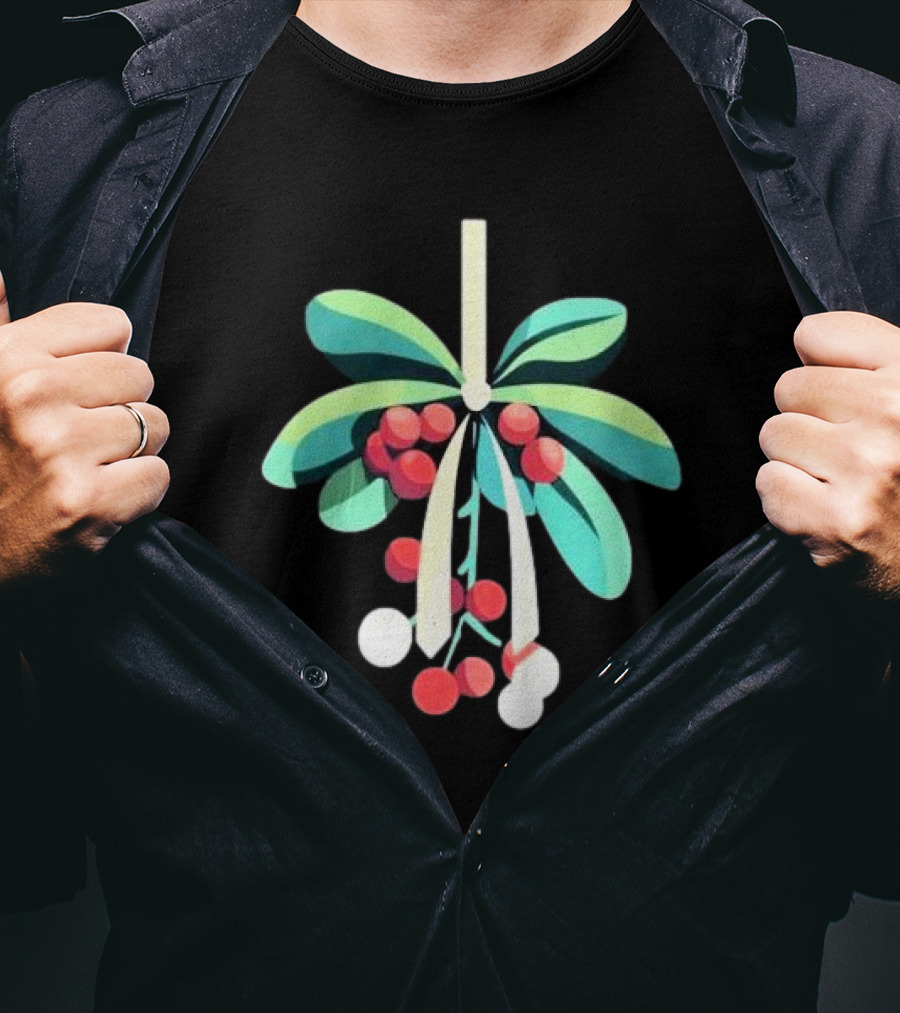 Mistletoe Nimbus Christmas Holiday Festive Greenery Berries T-Shirt
