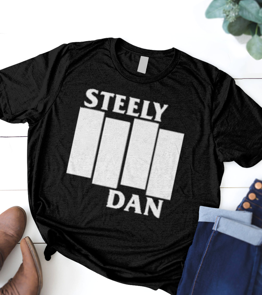 Steely Dan Black Flag Logo Style Blocks T-Shirt