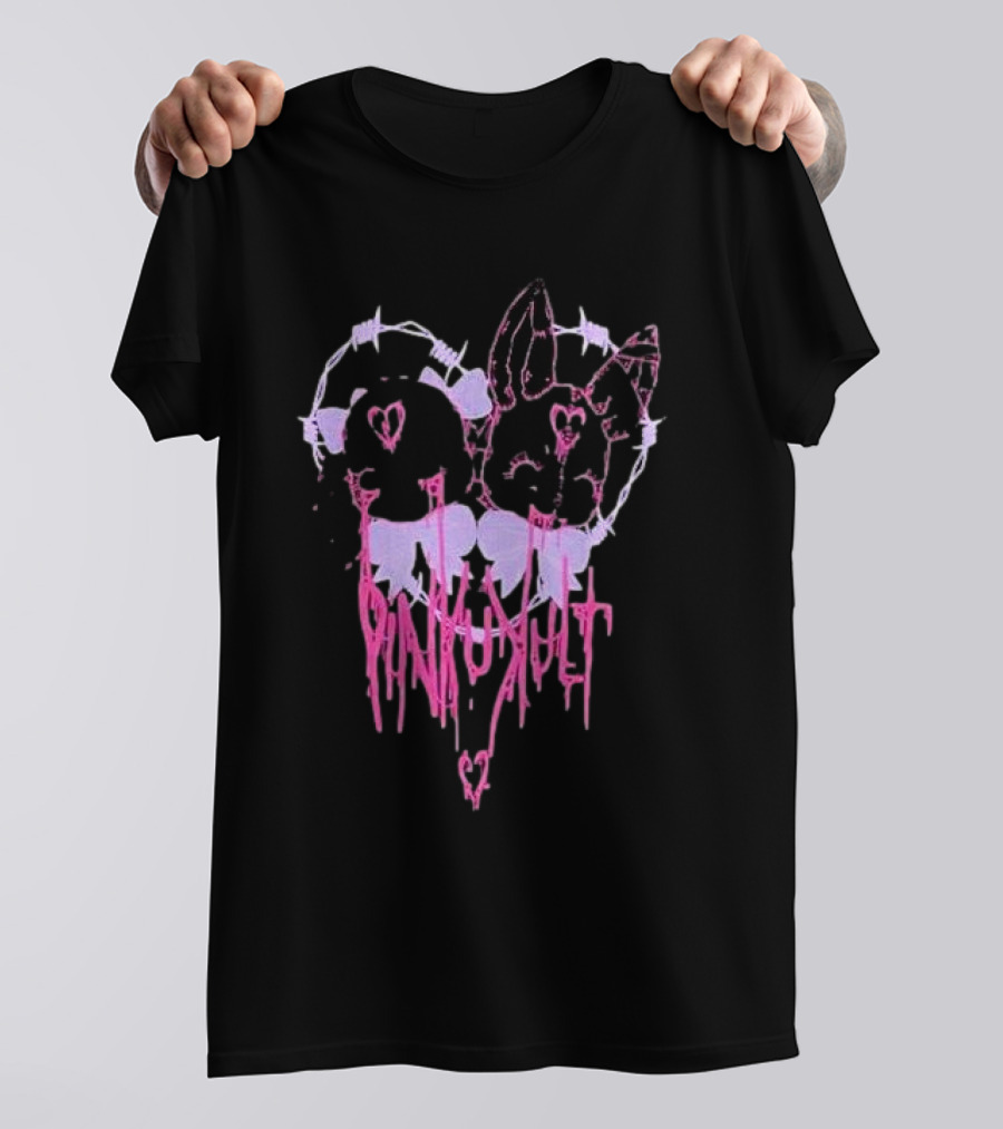Pinku Kult Heart Barbed Wire Bunnies T-Shirt