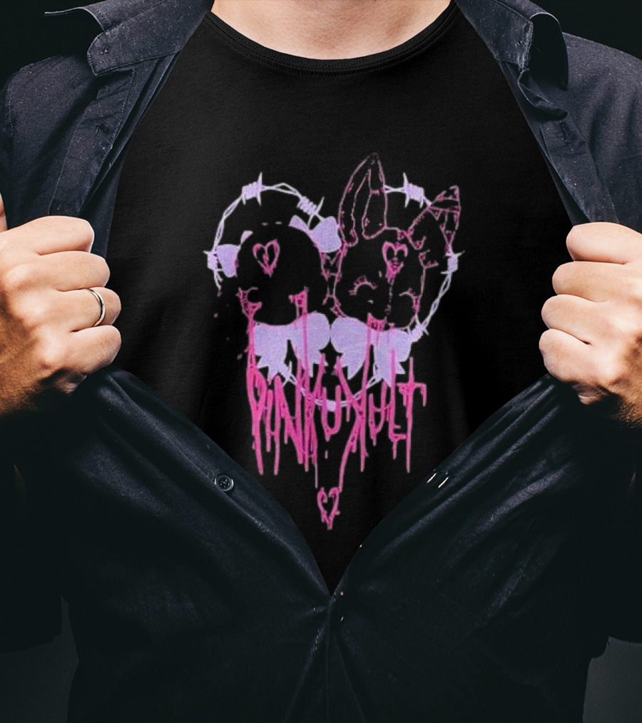 Pinku Kult Heart Barbed Wire Bunnies T-Shirt