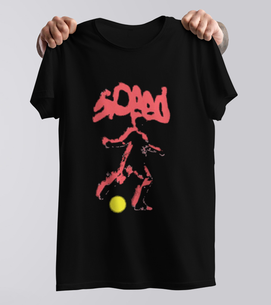 Speed Warp Soccer Player Silhouette With Yellow Ball T-Shirt