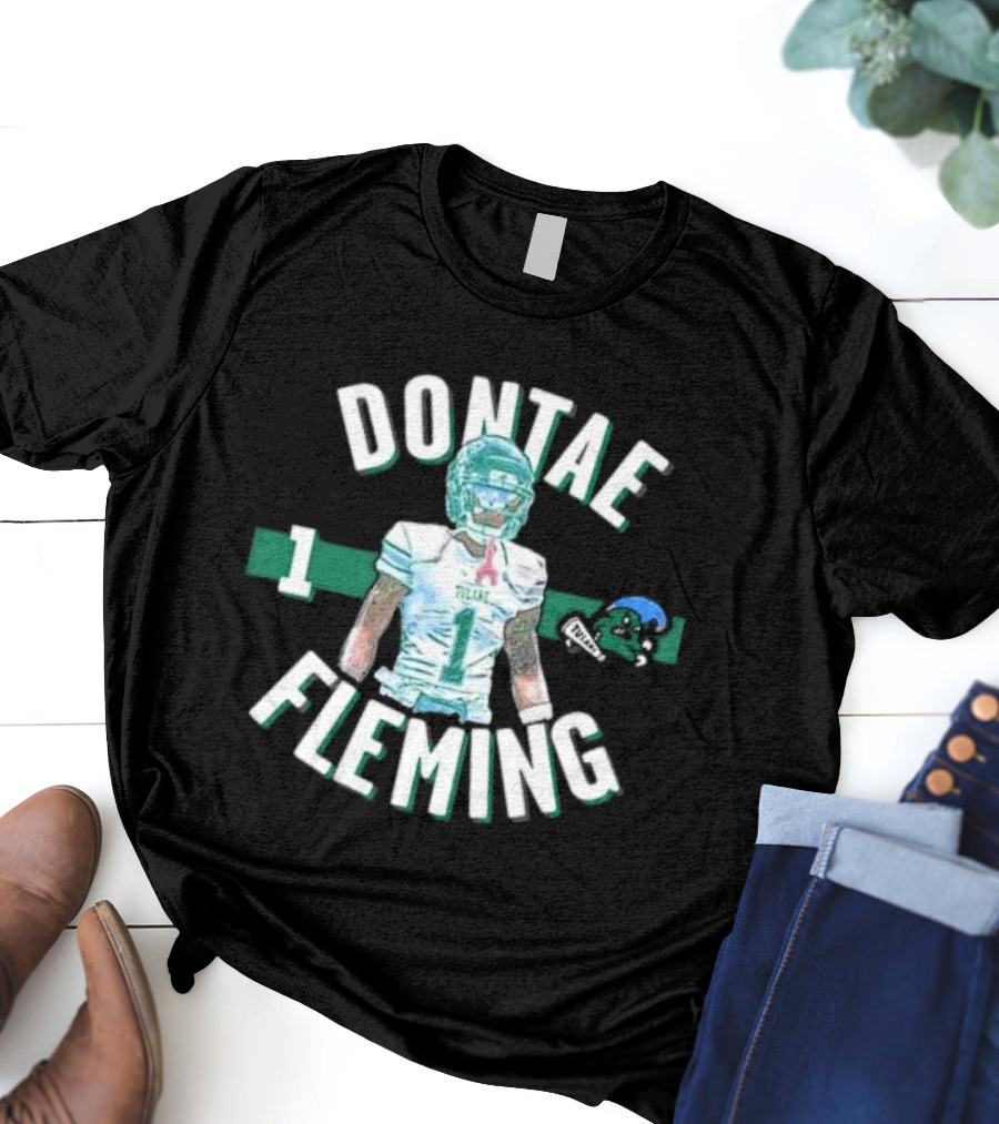 Dontae Fleming 1 Tulane Green Wave Football Player Image T-Shirt