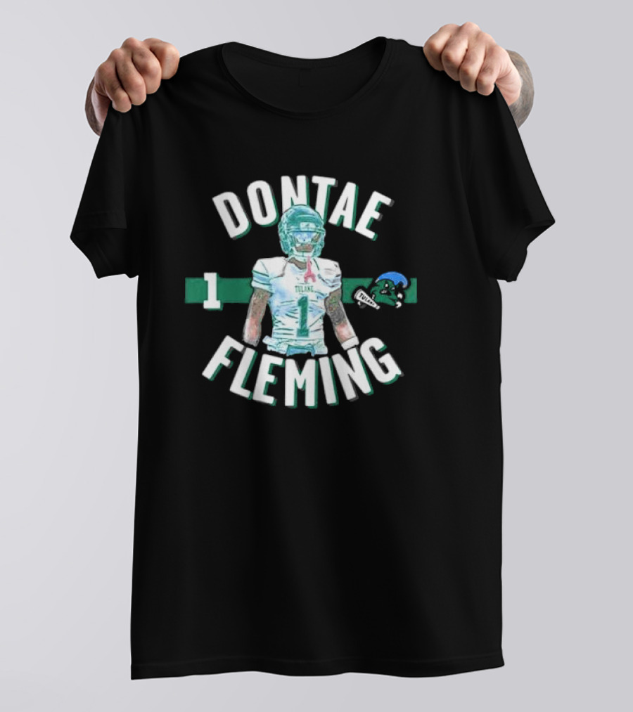 Dontae Fleming 1 Tulane Green Wave Football Player Image T-Shirt