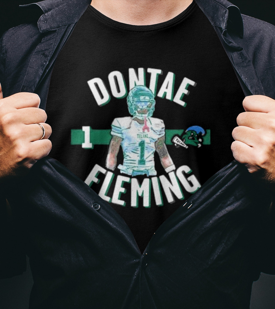 Dontae Fleming 1 Tulane Green Wave Football Player Image T-Shirt
