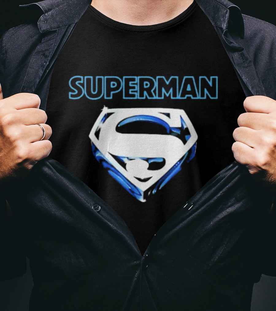 Superman Donner-esque Look White And Blue Iconic Shield T-Shirt
