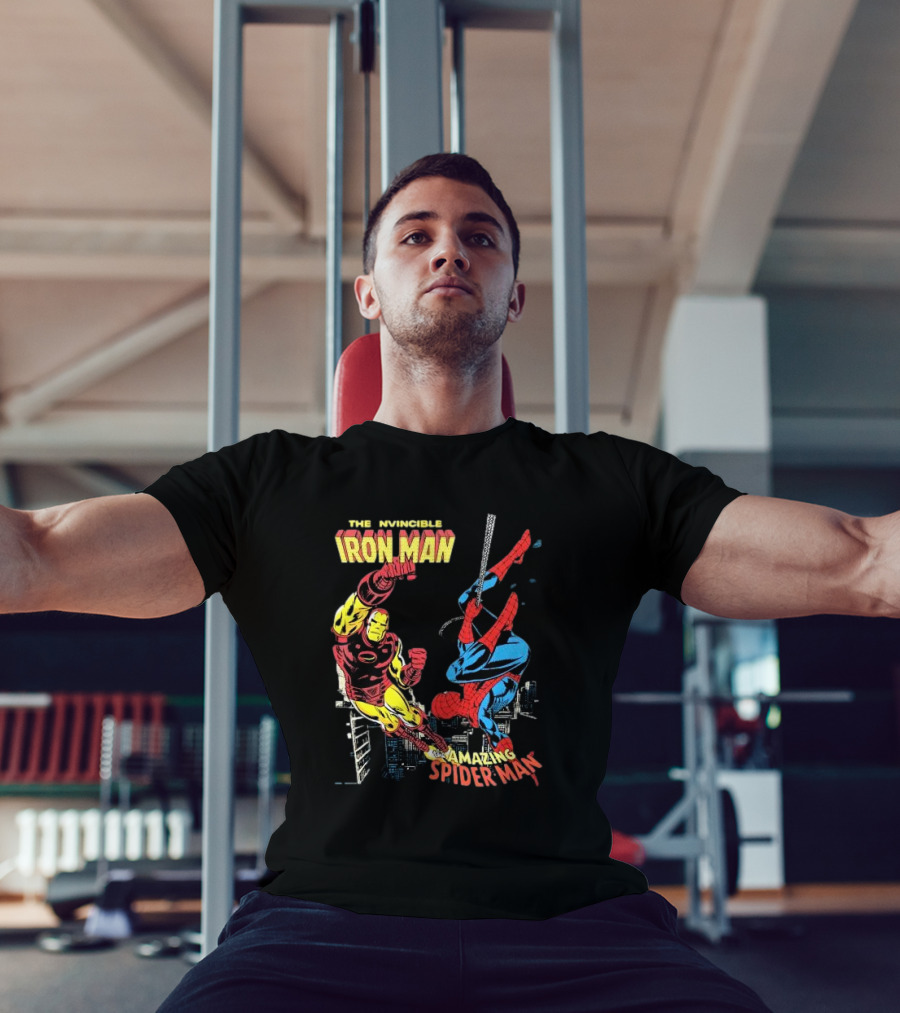 The Invincible Iron Man And The Amazing Spider-Man Showdown In The City T-Shirt