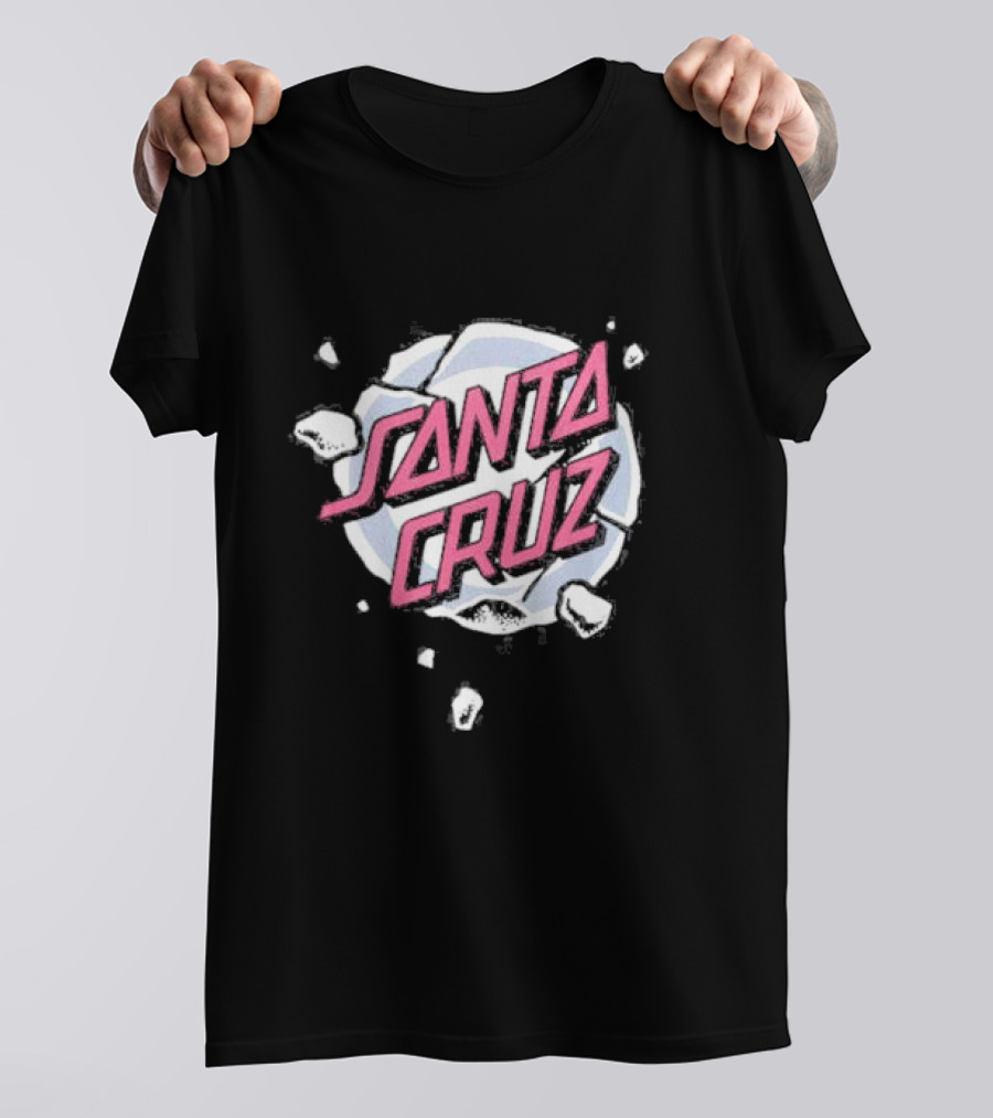 Santa Cruz Roskopp Shattered Pink And White T-Shirt