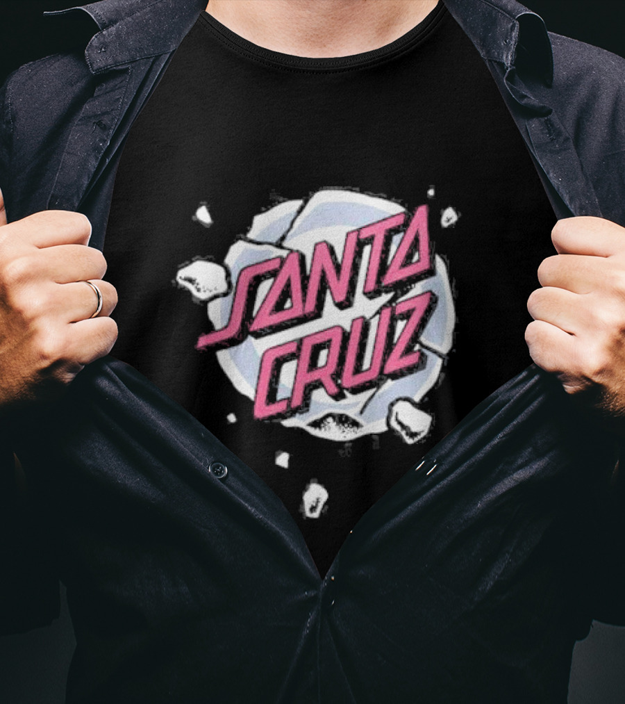 Santa Cruz Roskopp Shattered Pink And White T-Shirt