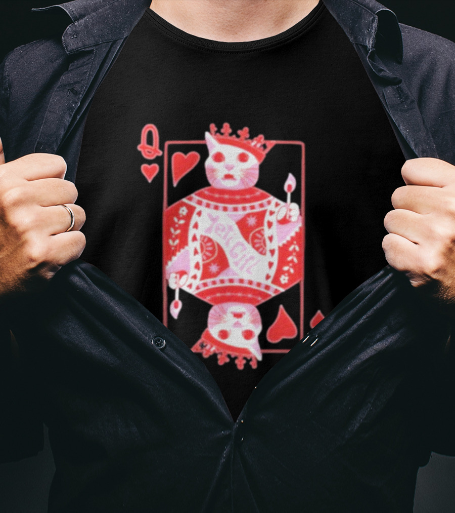 Yeti The Abominable Queen Of My Heart Playing Card Cat King T-Shirt