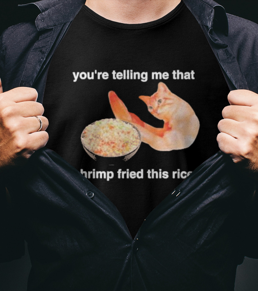 You're Telling Me That Shrimp Fried This Rice With Cat Meme T-Shirt