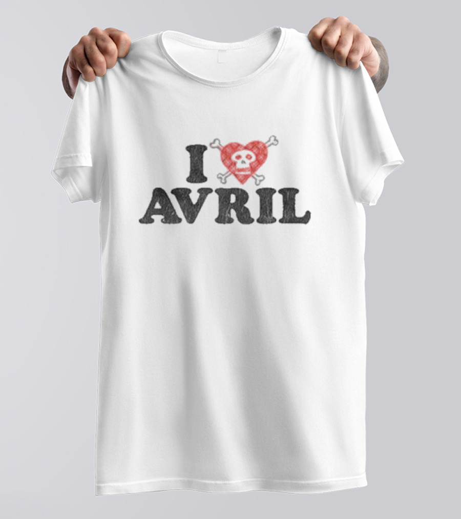 I Heart Avril Skull Red Checkered Punk T-Shirt