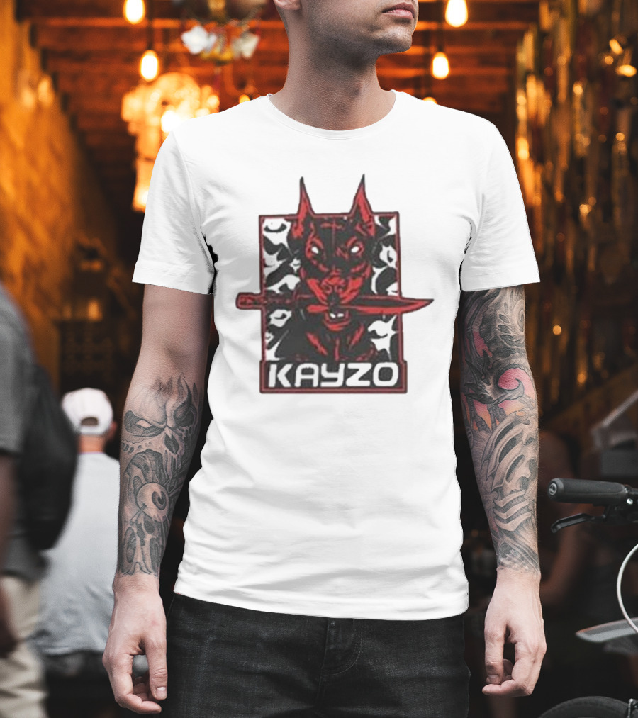 Kayzo Knife Dog Logo With Red And Black T-Shirt
