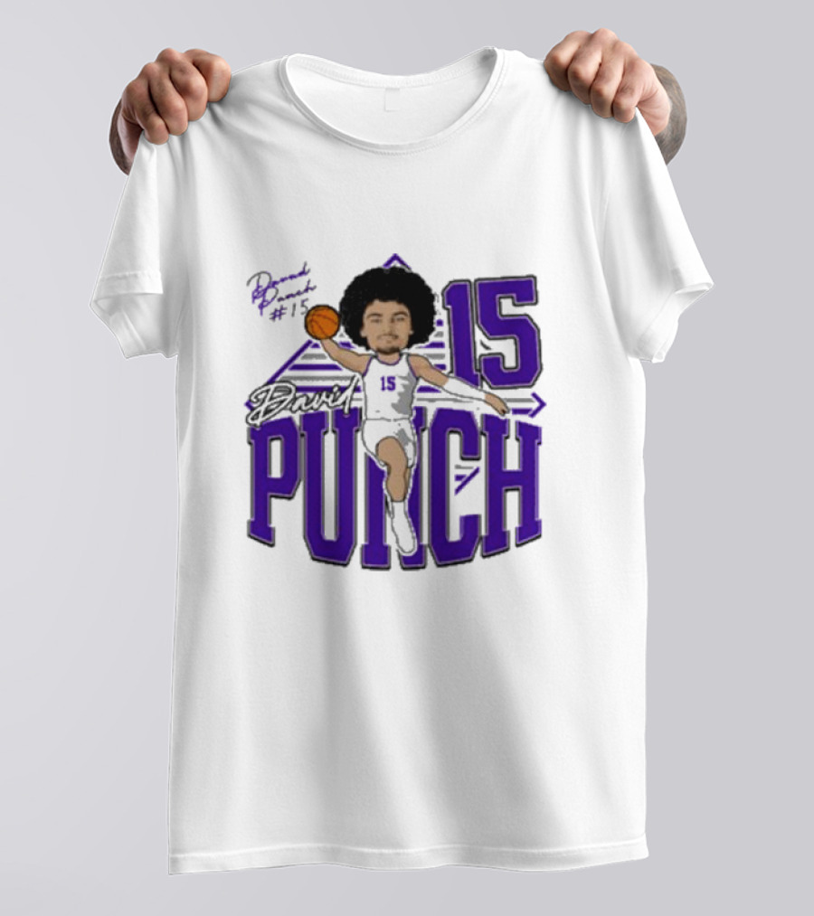David Punch #15 TCU Basketball Player Caricature T-Shirt