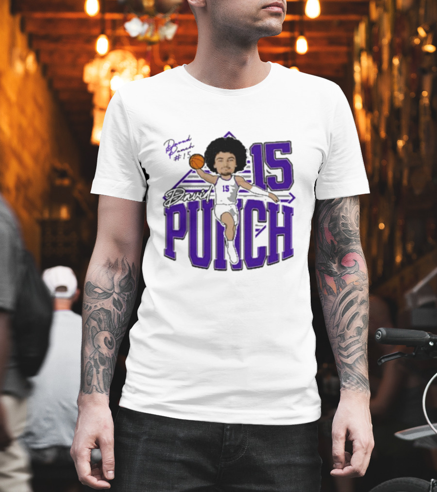David Punch #15 TCU Basketball Player Caricature T-Shirt