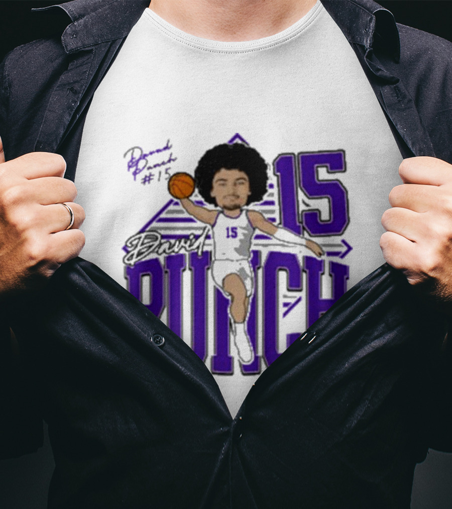 David Punch #15 TCU Basketball Player Caricature T-Shirt