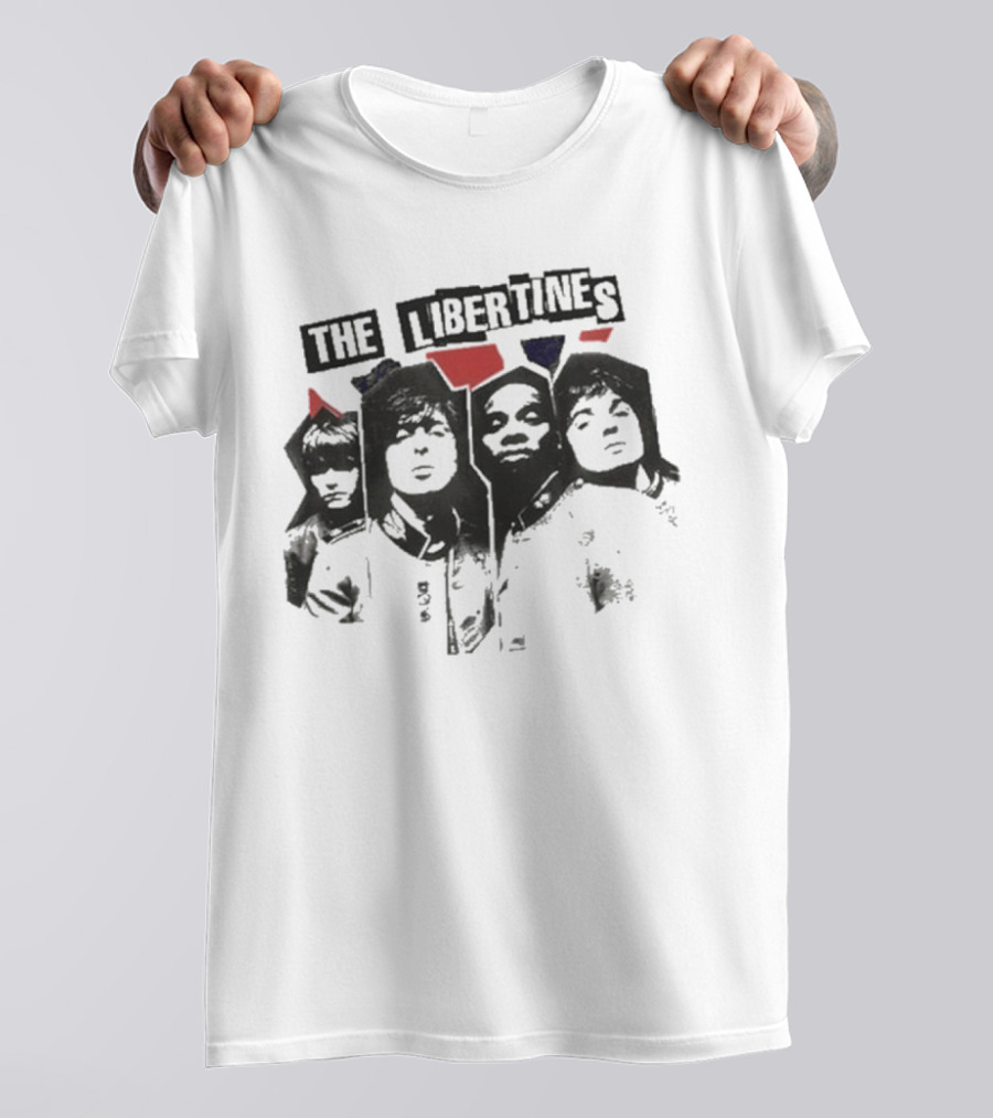The Libertines Band Portrait RIP Flag Xerox T-Shirt