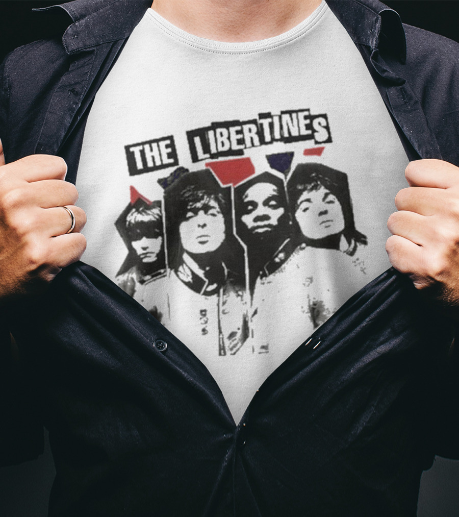 The Libertines Band Portrait RIP Flag Xerox T-Shirt