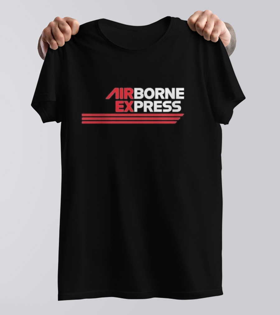 Airborne Express Airlines Retro Logo Red Stripes T-Shirt