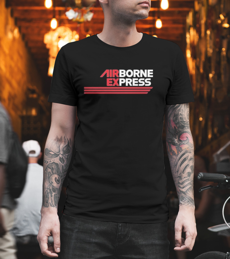 Airborne Express Airlines Retro Logo Red Stripes T-Shirt