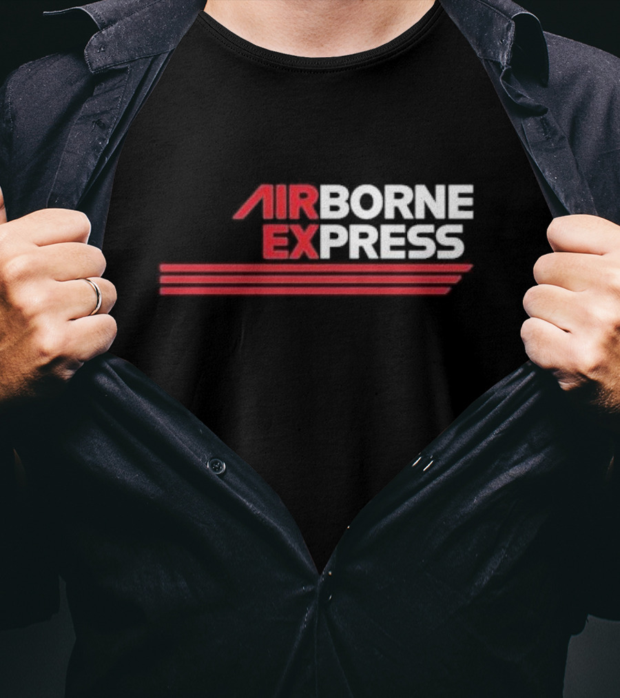 Airborne Express Airlines Retro Logo Red Stripes T-Shirt