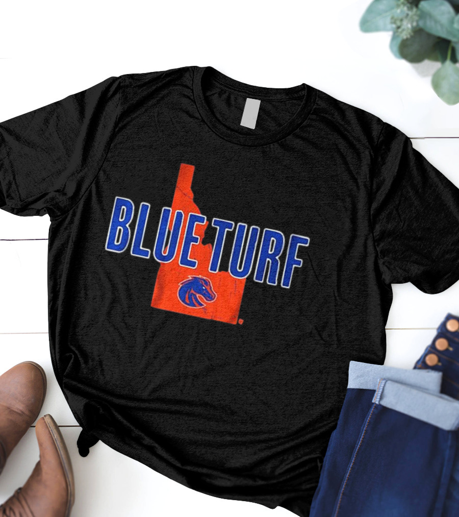 Boise State Blue Turf Idaho Map Bronco T-Shirt