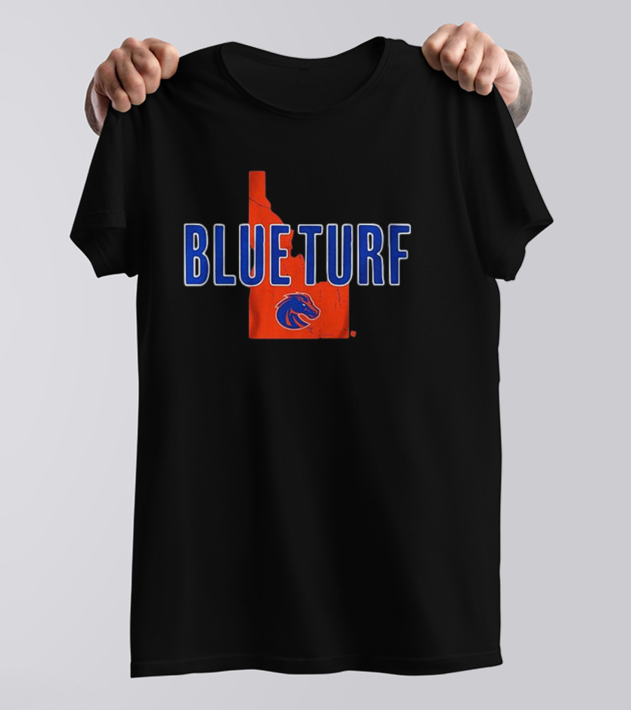 Boise State Blue Turf Idaho Map Bronco T-Shirt