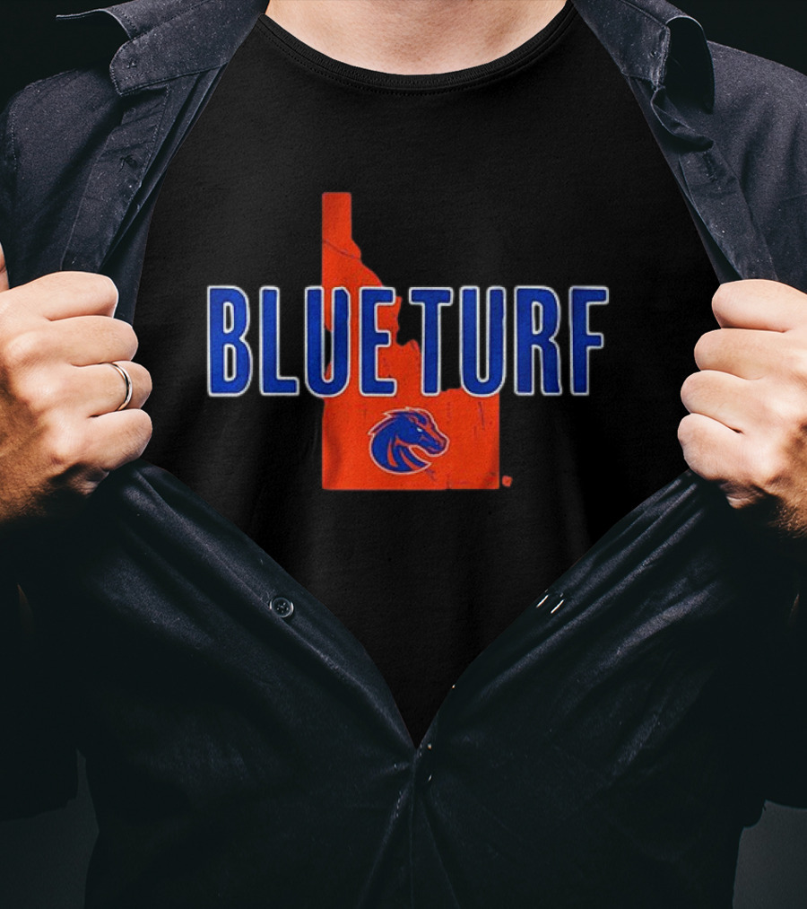 Boise State Blue Turf Idaho Map Bronco T-Shirt