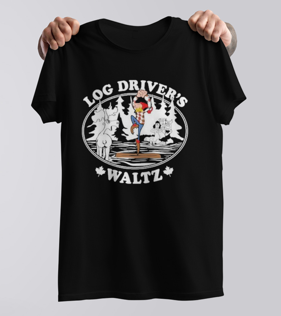 Log Driver's Waltz Canadian Lumberjack Moose Canoeing Scene T-Shirt