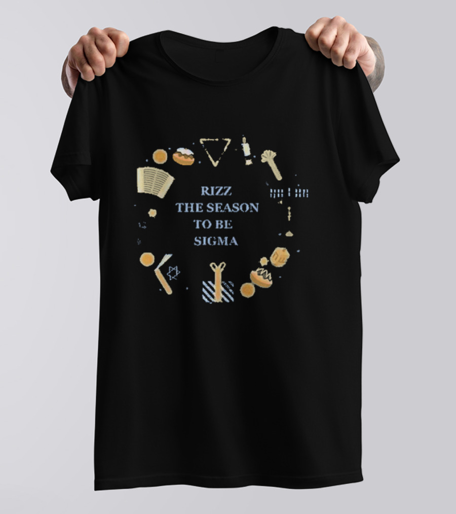 Rizz The Season To Be Sigma Hanukkah Inspired Icons And Holiday Symbols T-Shirt