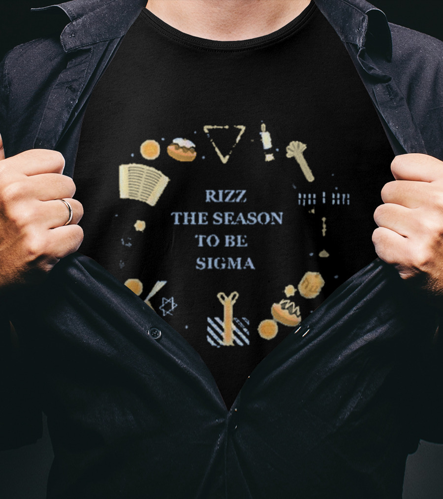 Rizz The Season To Be Sigma Hanukkah Inspired Icons And Holiday Symbols T-Shirt