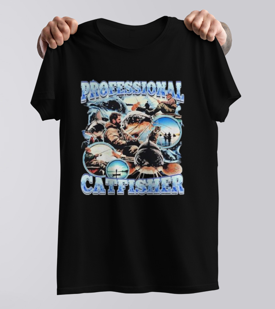 PROFESSIONAL CATFISHER FISHING ADVENTURE COLLAGE T-Shirt