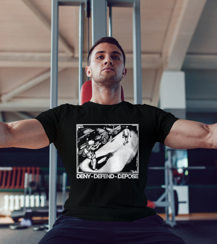 Deny Defend Depose Punk With A Camera Street Confrontation Scene T-Shirt