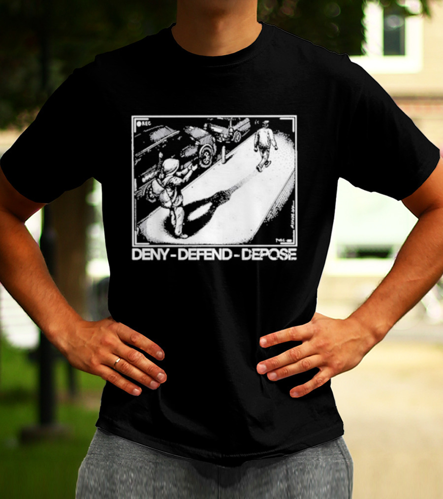 Deny Defend Depose Punk With A Camera Street Confrontation Scene T-Shirt