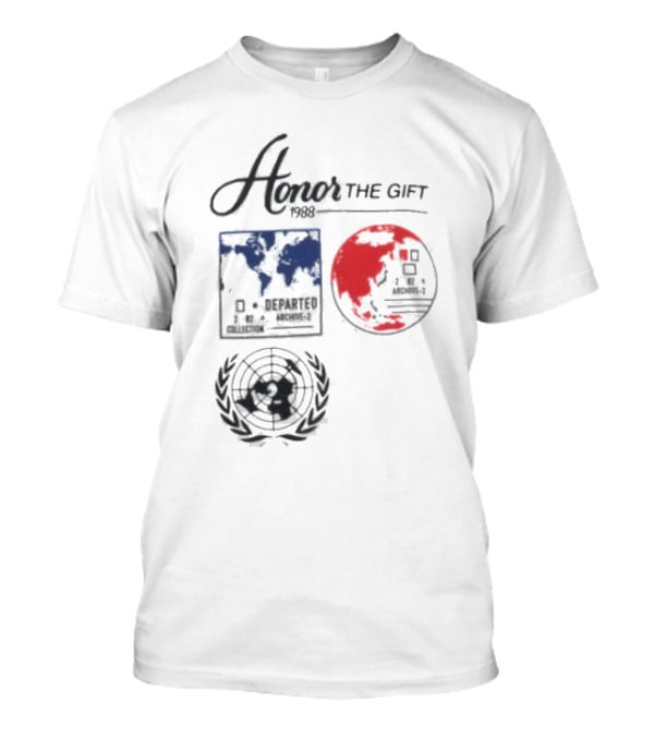 Honor The Gift 1988 Departed Collection Archive-2 World Map And Globe Symbols T-Shirt